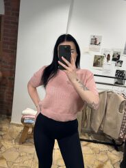 SEMPRE SWETER Z KRÓTKIM RĘKAWEM RÓŻ