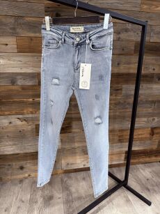 BY O LA LA! SPODNIE JEANSY SKINNY PUSH UP NIEBIESKIE