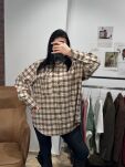 SEMPRE DŁUGA OVERSIZOWA KOSZULA W KRATĘ BRĄZ/ŚMIETANA/KARMEL/SZAROŚĆ - 5