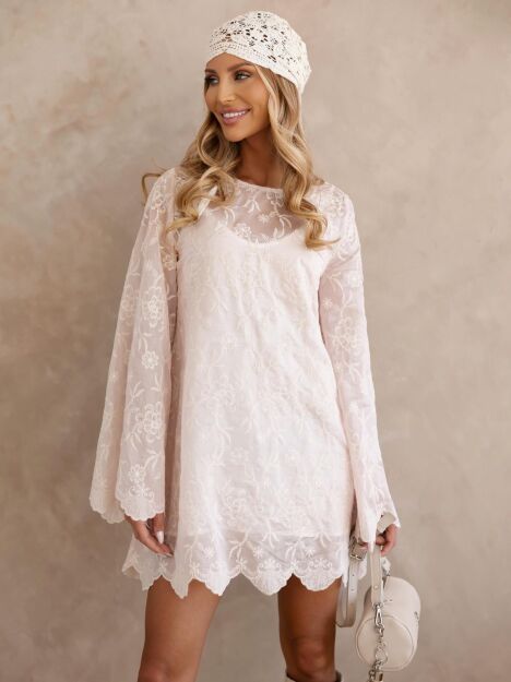 BY O LA LA! TRAPEZOWA SUKIENKA Z HALKĄ JASNY RÓŻ