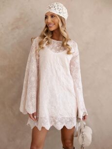 BY O LA LA! TRAPEZOWA SUKIENKA Z HALKĄ JASNY RÓŻ