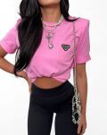 LA MILLA T-SHIRT Z LOGOWANĄ KIESZONKĄ RÓŻ - 5
