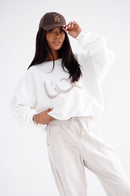 BY O LA LA! DRESOWA BLUZA OVERSIZE LOL ŚMIETANA/BEŻ