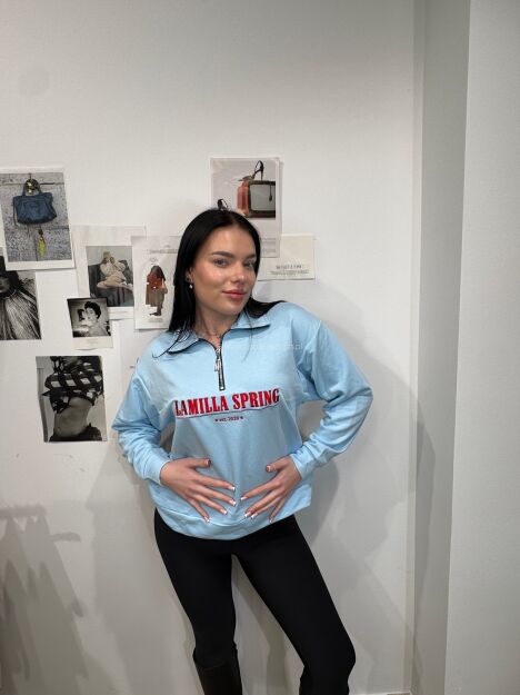 LA MILLA BLUZA OVERSIZE Z SUWAKIEM SPRING NIEBIESKA