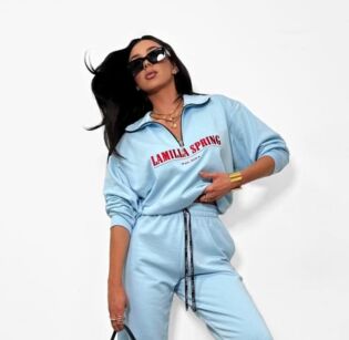 LA MILLA BLUZA OVERSIZE Z SUWAKIEM SPRING NIEBIESKA