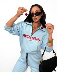 LA MILLA BLUZA OVERSIZE Z SUWAKIEM SPRING NIEBIESKA