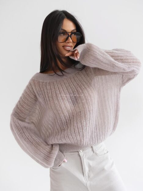 BY O LA LA.. ! SWETER MGIEŁKA AGNES BEŻ (NUDE)