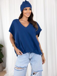 BY O LA LA! BLUZA BEZRĘKAWNIK DENIM (GRANAT)