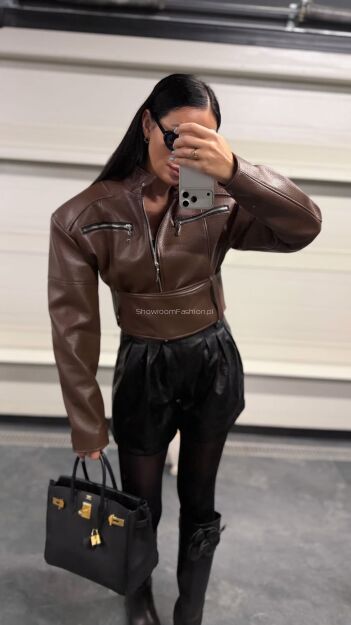 LA MILLA KURTKA RAMONESKA Z GRUBYM PASKIEM AIDA BRĄZ