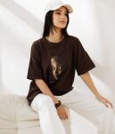 BY O LA LA! BLUZKA T-SHIRT OVERSIZE GIRL CZEKOLADA - 2