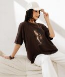 BY O LA LA! BLUZKA T-SHIRT OVERSIZE GIRL CZEKOLADA - 3