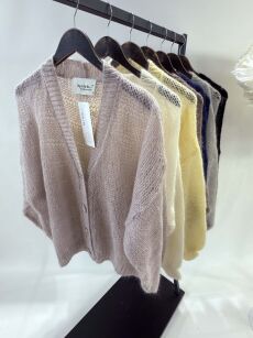 BY O LA LA...! SWETER MGIEŁKA Z GUZIKAMI DENIM (GRANAT)