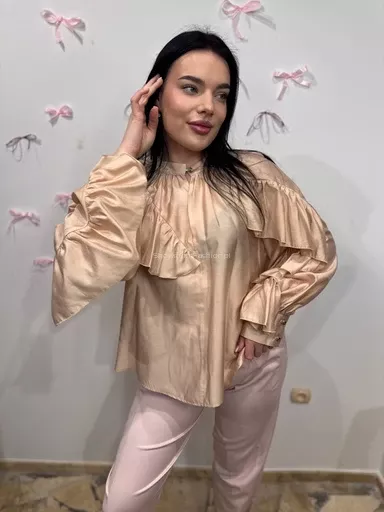 SEMPRE BLUZKA Z FALBANAMI BRZOSKWINIA/ZŁOTO