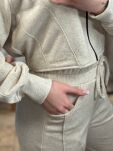 SEMPRE KOMPLET DRESOWY BLUZA + SPODNIE MELANŻOWY BEŻ - 5