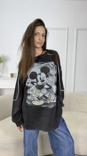 OVERSIZOWA BLUZA MICKEY JEANS CZARNA/SZARA