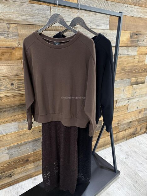 BY O LA LA!  KOMPLET BLUZA + KORONKOWA SUKIENKA CZERŃ