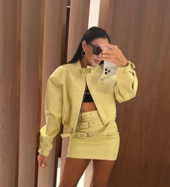 LA MILLA KURTKA A'LA BOMBER ECO SKÓRA DAISY LIMONKA