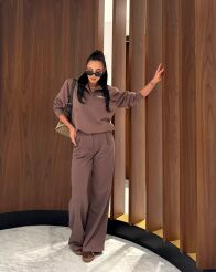 LA MILLA DRESOWE SPODNIE WIDE LEG OLIVIA MLECZNA CZEKOLADA