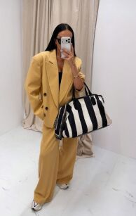 LA MILLA KLASYCZNE SPODNIE WIDE LEG Z ZAKŁADKĄ MELON