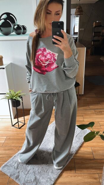 BY O LA LA! DRESOWE SPODNIE SZNUROWANE SZARE