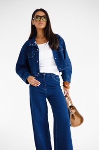 BY O LA LA! JEANSOWA KURTKA ZE STÓJKĄ DENIM NIEBIESKA