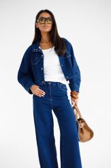 BY O LA LA! JEANSOWA KURTKA ZE STÓJKĄ DENIM NIEBIESKA