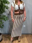 ROYAL CLUB KOMPLET TOP/KIMONO + SPÓDNICA CASABLANCA CZEKOLADA/ŚMIETANA - 4
