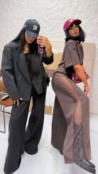 LA MILLA SPODNIE Z SIATECZKOWYM LAMPASEM CZEKOLADA