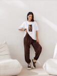 BY O LA LA! SPODNIE A'LA JOGGER CZEKOLADA (CHOCOMUS) - 3