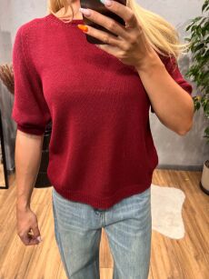 SWETER Z KRÓTKIMI RĘKAWAMI KEYLA BORDO