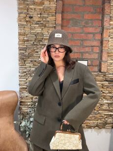 EMO MARYNARKA Z ECO SKÓRĄ AMBER KHAKI