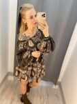 BY O LA LA! SUKIENKA MINI BOHO PRINT BRĄZ - 2
