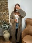 SEMPRE SWETER KARDIGAN Z DZIURAMI TAUPE - 2