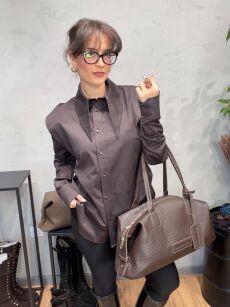 LADY DRAMA KOSZULA Z KARCZKIEM ESPRESSO