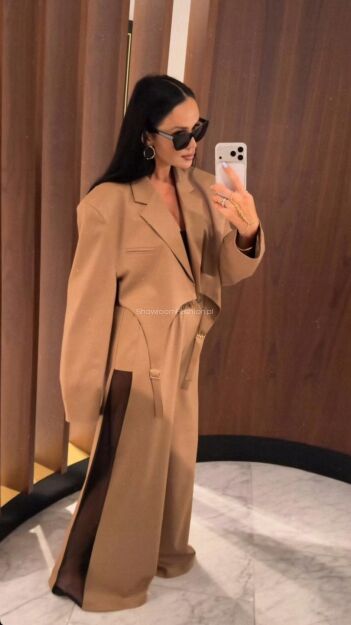 LA MILLA SPODNIE Z SIATECZKOWYM LAMPASEM KARMEL