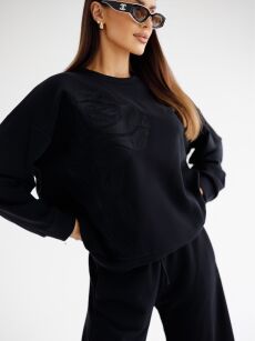 BY O LA LA! HAFTOWANA BLUZA PREMIUM CZARNA