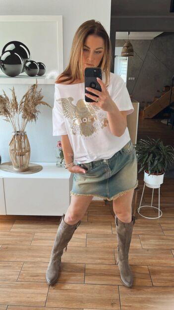 BY O LA LA! JEANSOWA SPÓDNICA VINTAGE NIEBIESKA