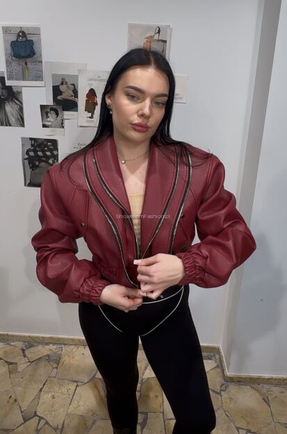 LA MILLA KRÓTKA KURTKA BOMBER SUWAKI WIŚNIA