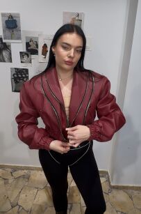 LA MILLA KRÓTKA KURTKA BOMBER SUWAKI WIŚNIA