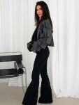 BY O LA LA...! SPODNIE JEANSY DZWONY HIGH WAIST CZARNE - 2