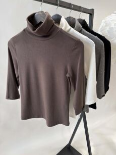 BY O LA LA...! GOLF Z RĘKAWKIEM 3/4 SZARY (SMOKE GREY)