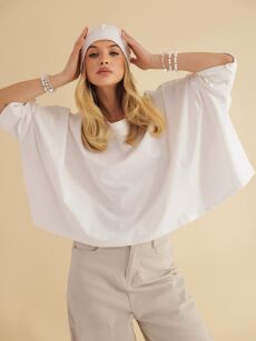 BY O LA LA! BLUZKA NIETOPERZ EMILY BIAŁA