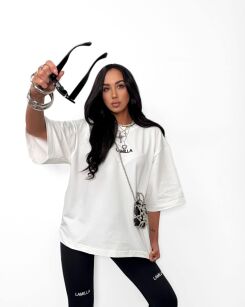 LA MILLA BLUZKA T-SHIRT CLASSIC Z LOGO BIEL/ECRU