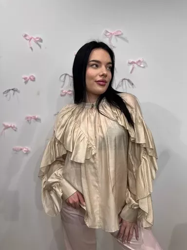 SEMPRE BLUZKA Z FALBANAMI BEŻ