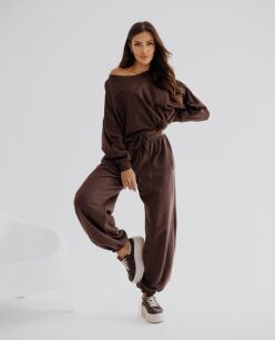 BY O LA LA! ASYMETRYCZNA BLUZA OVERSIZE RÓŻA CZEKOLADA