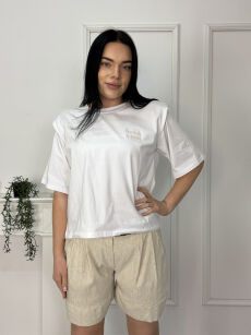 BY O LA LA! BLUZKA T-SHIRT Z PODUSZKAMI FEMALE BIEL/BEŻ