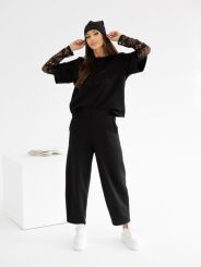 BY O LA LA...! KOMPLET Z KORONKĄ BLUZKA + SPODNIE '13' CZARNY