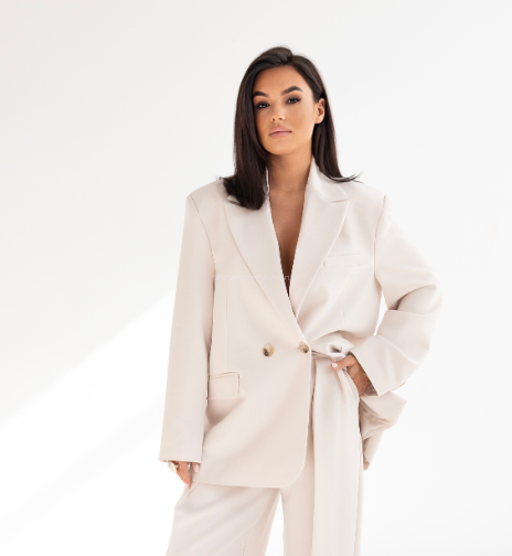 SEMPRE DŁUGA MARYNARKA GŁADKA AMELIA JASNY BEŻ