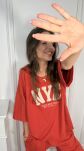 BY O LA LA! BLUZKA T-SHIRT NYC TERRACOTTA - 4