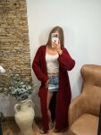 SEMPRE SWETER KARDIGAN Z DZIURAMI BORDO - 2